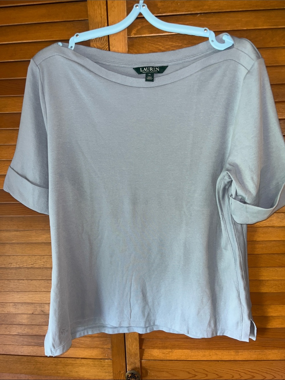 Lauren Ralph Lauren Women's Light Blue Boatneck Short Sleeve Tee Size XL